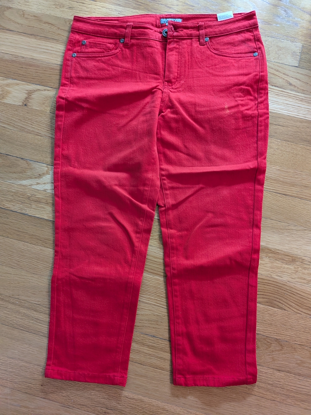 Women's Red Ankle Crop Stretch Jeans